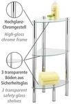 Eckregal Yago mit 3 Glasablagen - Transparent/Silber
