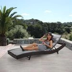 Sonnenliege Savannah, Relaxliege Gartenliege Liege, Poly-Rattan - braun-meliert,