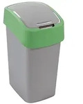 Cuver Abfallbeh&auml;lter, M&uuml;lltrennung, mit Deckel, grau, gr&uuml;ner Rahmen, 25L, Flip Bin