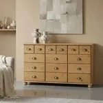 Schubladenschrank COLMAR, Gebeizt - Apothekerkommode mit Muschelgriffen aus Metall,