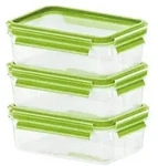Emsa Clip&Close Frischhaltedosen 3er-Set 0,55 l, Gr&uuml;n - Transparent
