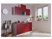 Küche Miniküche Singleküche Küchenzeile Pantry Weiß Rot Luis 150 cm...