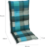 GO-DE Textil, Sesselauflage hoch, Karo petrol grau, 20300-01 - Blau