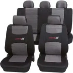 Auto Sitzbez&uuml;ge Universal Komplett Set 11-teilig - Carbon schwarz, Eco Class...