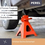 Perel AJS2T-2, 2000 kg, Pin-Stand, 28,2 cm, 43 cm, Schwarz, Orange, Stahl