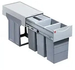Hailo Abfallsammler 3666841 TZ Swing Terzett 3x 10 Liter Hellgrau - Hellgrau