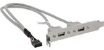 InLine Slotblech USB 2.0, 2x USB Buchse auf 1x 10pol Pfostenverbinder, 0,35m,