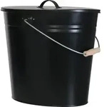 Ascheeimer, schwarz, 24 l, mit Deckel