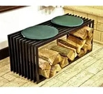 Kaminholzst&auml;nder Bank D-Stil 100 cm Kaminholzregal Holzkorb Kaminholzhalter -