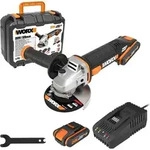 Worx Akku-Winkelschleifer WX800 mit 2 Akkus 20V/2,0 Ah, Ladeger&auml;t und Koffer