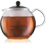 Bodum Assam, Einzelne Teekanne, 1500 ml, Schwarz, Transparent, Glas, Kunststoff -
