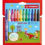 Filzstift - STABILO power max - 12er Pack - mit 12 verschiedenen Farben - Bunt