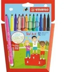 Filzstift - STABILO Trio A-Z - 12er Pack - mit 12 verschiedenen Farben - Bunt