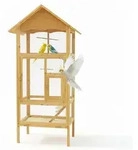 Mucola Vogelvoliere mit Sitzstangen Holz Vogelk&auml;fig mit 2 T&uuml;ren Vogelhaus