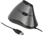 MAUS ergonomisch vertikal optisch 5-Tasten USB-A Delock - Schwarz/Grau