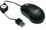 Logilink Maus USB Mini optisch 800dpi m. Kabeleinzug - Schwarz