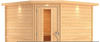 Woodfeeling Sauna Leona (Eckeinstieg), Holztür mit Isolierglas, wärmegedämmt,