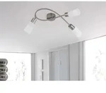 Deckenstrahler 3 flammig Silber Opal Glasschirme wei&szlig;, 45cm breit - R80013907 -