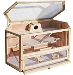 Wiltec XXL 3 Etagen Nagerk&auml;fig, 6-eckig, 1150 x 600 x 580 mm, aus Holz, mit