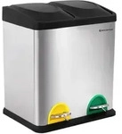 SONGMICS M&uuml;lleimer 30L Treteimer 2 x 15L Edelstahl Abfalleimer mit Inneneimer