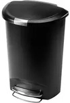 simplehuman 50 Liter halbrunder Treteimer, schwarzer Kunststoff - 12,1x12,1x47...