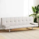 vidaXL Schlafsofa mit 2 Kissen Kunstleder Ausziehbar Cremewei&szlig; - Wei&szlig;
