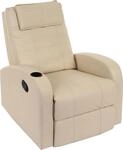 Fernsehsessel Durham, TV Sessel Relaxsessel Liegesessel, Kunstleder creme