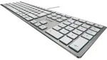 CHERRY KC 6000 Slim, Volle Gr&ouml;&szlig;e (100%), Kabelgebunden, USB, AZERTY, Silber, Wei&szlig;