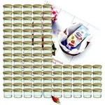 100er Set Sturzglas 125 ml To 66 goldener Deckel incl. Diamant-Zucker...