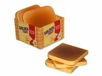 Tannner Kaufladen fünf goldbraune Toast - Scheiben aus Holz