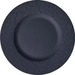 Villeroy & Boch Manufacture Rock, Essteller, Rund, Porzellan, Schwarz, 22 cm, 220 mm