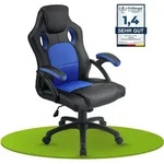 Juskys Racing Schreibtischstuhl Montreal (blau) - Gaming Stuhl ergonomisch,