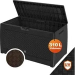 Casaria Gartenbox 310 L mit Rollen, wetterfest, Flechtoptik, Anthrazit - Grau