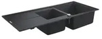 GROHE K400, Aufsatzwanne, Rechteckig, Quarzkomposit, Schwarz, 2 Becken, Rechteckig -