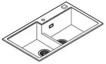 GROHE K500, Aufsatzwanne, Rechteckig, Quarzkomposit, Schwarz, 2 Becken, Rechteckig -