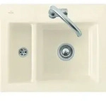 Villeroy & Boch Einbausp&uuml;le XM FLAT SUBWAY 585 x 475 mm Exzenterbet&auml;tigung ivory -