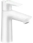 hansgrohe Talis E Waschtischmischer 110 mit Zugstangen-Ablaufgarnitur, Mattwei&szlig;, 1