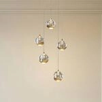 Lucande LED-Pendellampe Hayley, &Oslash; 30 cm, 5-flg., gold, Glas