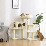 FEANDREA Kratzbaum mit extra dicken St&auml;mmen, 107 cm, 26,6 kg, stabil beige - Beige