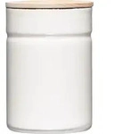 Riess Vorratsdose mit Eschenholzdeckel &Oslash;8cm 0,49L White Emaille - Wei&szlig;