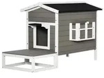 PawHut Katzenhaus Winterfest Wasserdicht 115 x 66,5 x 74,7 cm Grau+Wei&szlig; - Grau