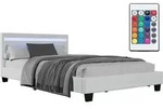 Juskys Polsterbett Paris 120 x 200 cm mit LED, Lattenrost & Kunstleder Wei&szlig; - Wei&szlig;