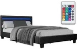 Juskys Polsterbett Paris 120 x 200 cm mit LED, Lattenrost & Kunstleder Schwarz -