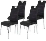 Hela Tische, 4er Set Esszimmerstuhl, Vierfu&szlig;stuhl Susi - Kunstleder Schwarz -