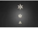 LED Lichtervorhang, 3 Acryl Schneeflocken, 6h Timer, 15 warm wei&szlig;e Dioden,