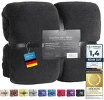 Feluna XXL Kuscheldecke 220x200 cm Schwarz &ndash; Flauschige Wohndecke mit weichem