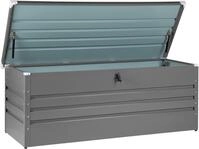 BELIANI Gartentruhe Grau Metall 600 L 165 x 70 cm Wasserdicht Abschlie&szlig;bar mit