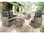 Destiny Loungeset MERANO 2 Sessel, 2er Sofa, 1 Tisch 120x77x66cm, vintage grau - Grau