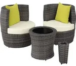 tectake&reg; Aluminium Rattan Sitzgruppe Nizza wetterfest und UV-best&auml;ndig - Grau