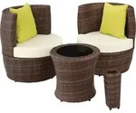 tectake&reg; Aluminium Rattan Sitzgruppe Nizza wetterfest und UV-best&auml;ndig - Schwarz